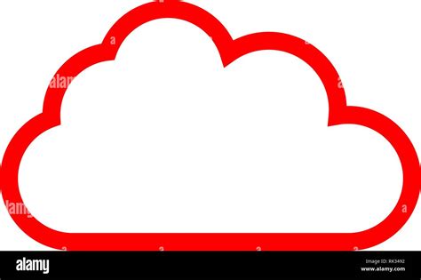 Cloud Symbol Icon Red Simple Outline Isolated Vector Illustration