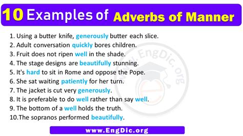 10 Examples Of Adverbs Of Manner In Sentences Engdic