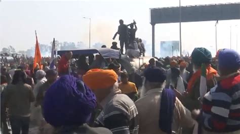 Police Fire Tear Gas At Farmers Gathered At Punjab Haryana Shambhu