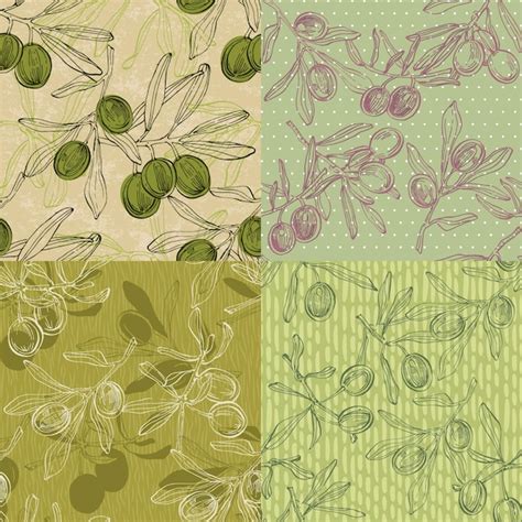 Premium Vector Olives Seamless Pattern With Olive Branches And Leaves