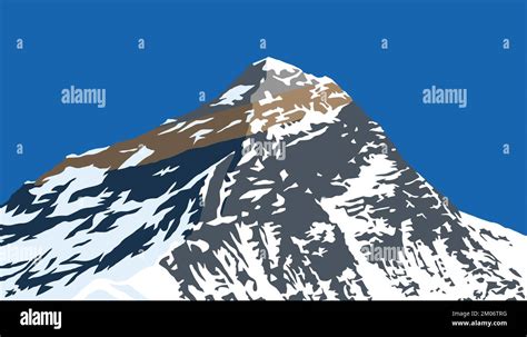 Mount Everest From Nepal Side As Seen From Gokyo Vector Illustration