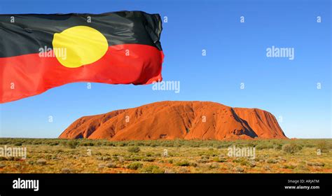 Aboriginal Flag Over Uluru Northern Territory Australia Stock Photo Alamy