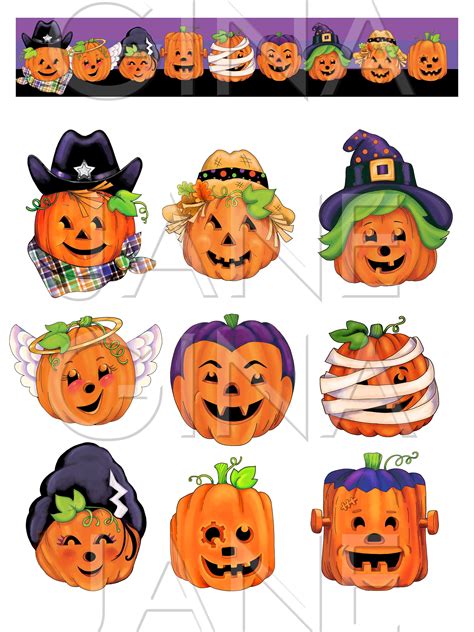 Halloween Costume Pumpkins Graphics Digital Art Halloween | Etsy