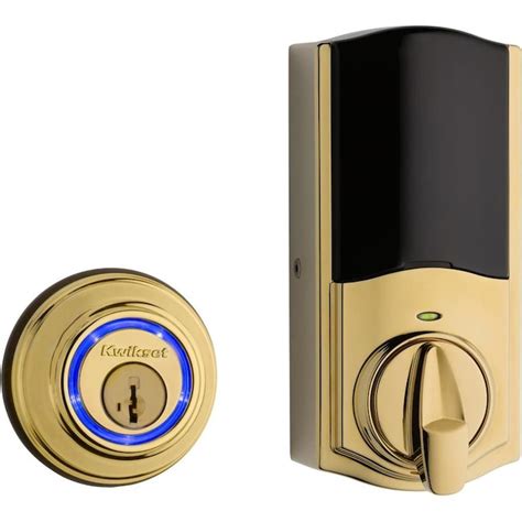 Kwikset Kevo 2nd Generation Lifetime Polished Brass Single Cylinder Deadbolt 1 Cylinder Smartkey