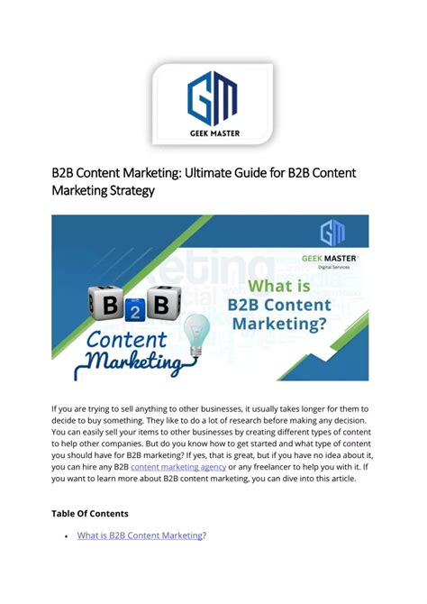 Ppt Ultimate Guide For B2b Content Marketing Strategy Geek Master