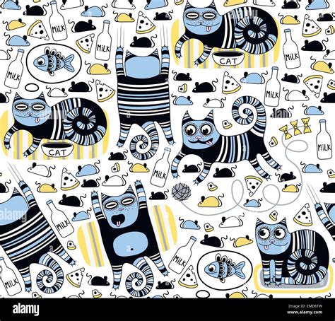 Funny cats seamless background Stock Vector Image & Art - Alamy