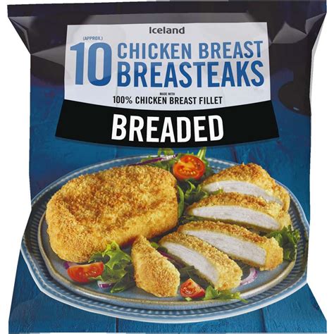 Iceland 10 Approx Breaded Chicken Breast Breasteaks 850g Breaded And Battered Chicken