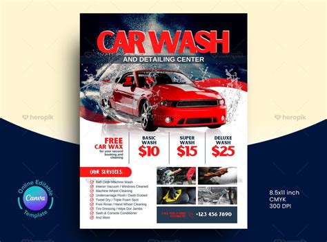 Car Wash Service Flyer Canva Template Heropik