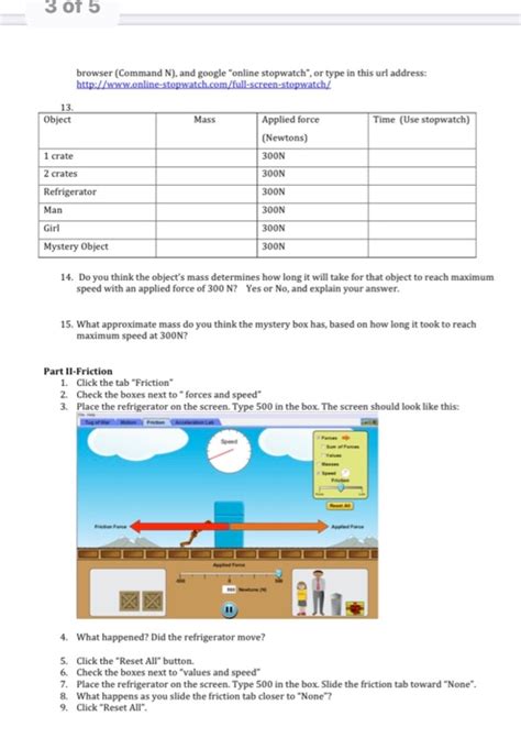 Forces And Motion Basics Phet Simulation Lab Answer Key Virtual