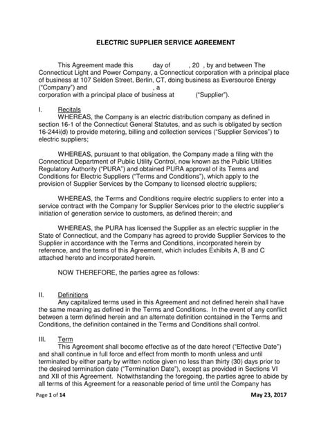 Electrical Contract Agreement Template