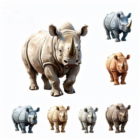 Premium Vector A Collection Of Rhinoceros And Rhinos Are Displayed