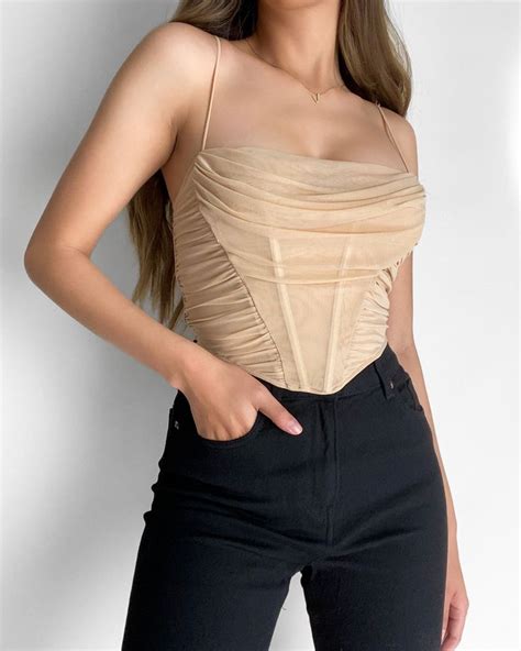 Evette Corset Top Nude Corset Top Outfit Nude Outfits Colorful Crop Tops