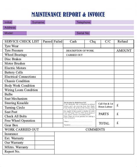 Maintenance Invoice Templates | 11+ Free Printable Docs, Xlsx & PDF ...