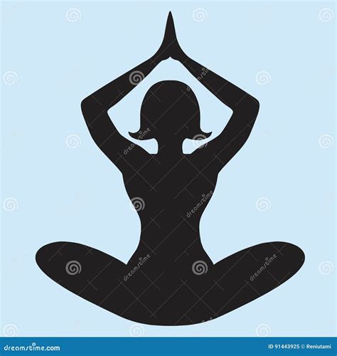 Woman Yoga Meditating In Lotus Position Silhouette Figure Vector Stock