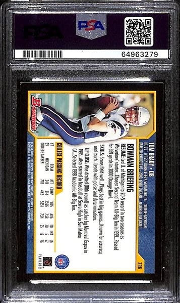 Lot Detail 2000 Bowman Tom Brady Rookie Card 236 PSA 8