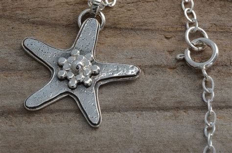 Sterling Silver Starfish Sea Star Necklace Pendant Nautical Etsy