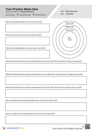 Free Printable Boundaries Circle Worksheets for Students