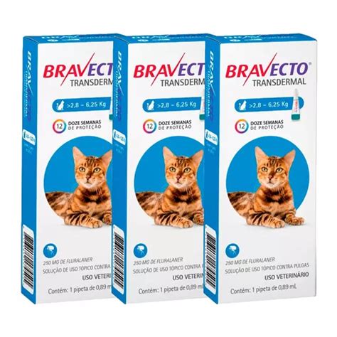 3 Bravecto Transdermal Gatos 250 Mg 2 8 A 6 25 Kg Msd Parcelamento