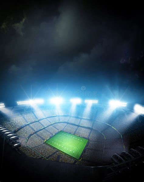 American Football Stadium at Night with Empty Field. Stock Image ...