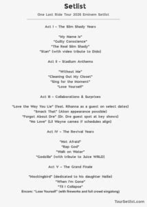 One Last Ride Tour 2026 Eminem - Setlist, Dates & Presale Tickets
