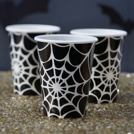 Gobelets jetable halloween pour candy bar motif toile d araignée