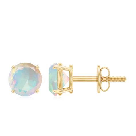 Mm Round Cut Solitaire Ethiopian Opal Stud Earring For Women K