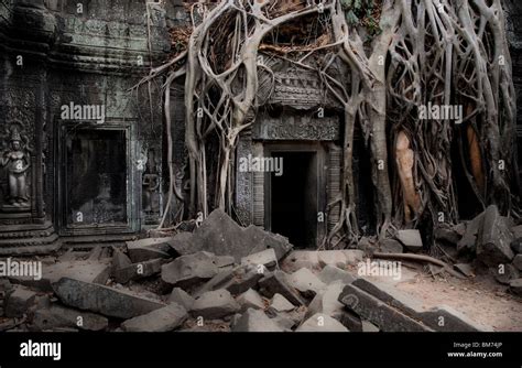 Ta Prohm Temple In Siem Reap Cambodia As Seen In Tomb Raider Stock