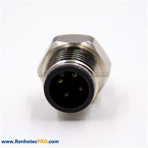 M12 Connector 4 Pin A Coded Field Wireable Connector Male Straight For ...