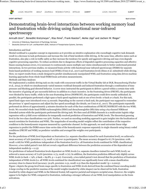 PDF Demonstrating Brain Level Interactions Between Working Memory