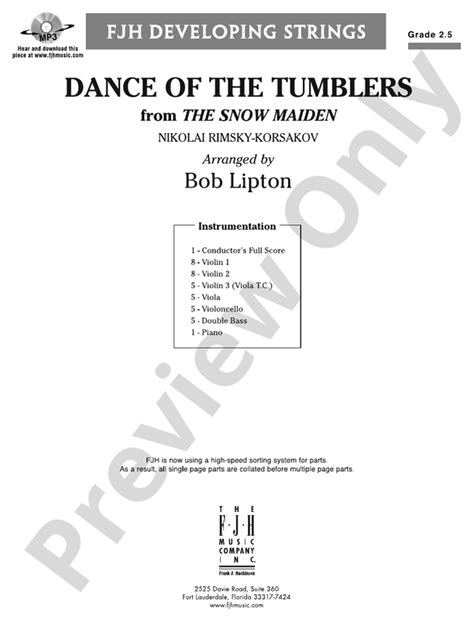 Dance Of The Tumblers Score Nikolai Rimsky Korsakov Digital Sheet