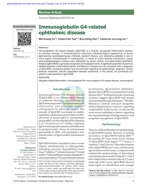 PDF Immunoglobulin G4 Related Ophthalmic Disease