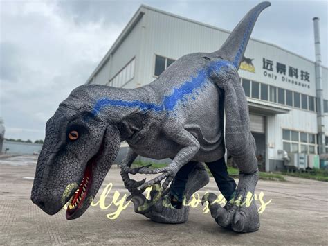 Visible Legs Blue Raptor Halloween Costume