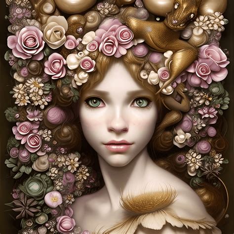 3d Cinema Girl In A Whimsical River Of Flowers · Creative Fabrica