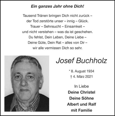 Traueranzeigen Von Josef Buchholz Aachen Gedenkt