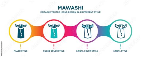 mawashi icon in 4 different styles such as filled, color, glyph ...