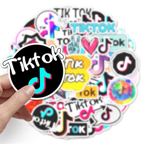 50PCS Tik Tok Logo Waterproof Stickers Decals for Luggage Laptop Water ...