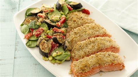 Mediterranean Breaded Salmon With Vegetables Recipe From Betty Crocker