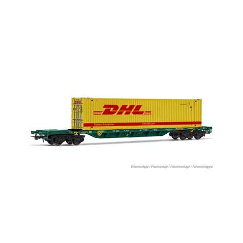 CONTAINER WAGON WITH 4 SGNSS AXLES GREEN DELIVERY WITH 45 DHL