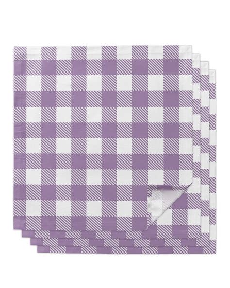 4 St Cke Lavendel Lila Plaid Quadrat Servietten 50cm Serviette Party