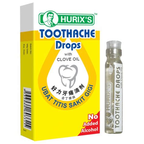 Hurixs Toothache Drops With Clove Oil Ubat Titis Sakit Gigi 2ml