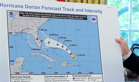 Trump Displays Altered Weather Map Showing Dorian Could Have Hit