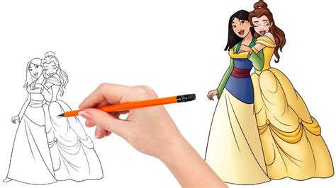 How To Draw Princess Belle Is Showing Mulan How Much She Cares Easy