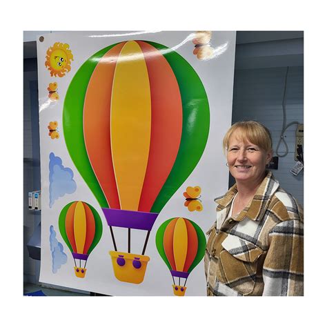 Giant 48 Inch Hot Air Balloon Wall Décor Set 8 Decals Perfect For Schools Classrooms Nursery