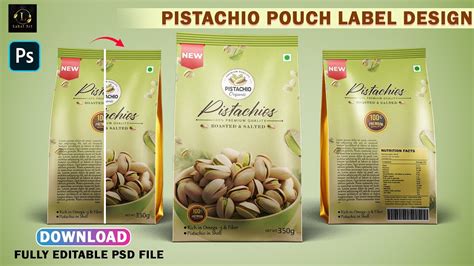 Product Packaging Design In Photoshop I Pistachios Packaging Pouch