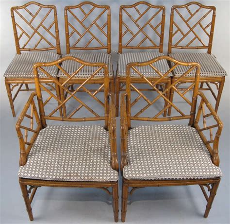 Set Of Six Vintage Faux Bamboo Dining Chairs At 1stdibs