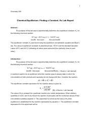 Chemical Equilibrium Finding A Constan Min Pdf 1 Chemistry 228