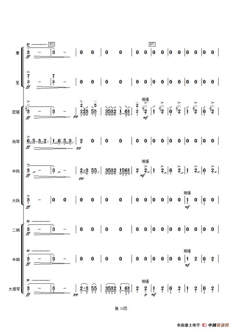 春江花月夜 （琵琶与乐队总谱）一日晚wx个人制谱园地中国曲谱网