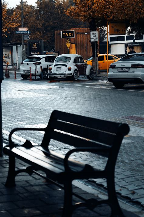 Colorful design bench on the street · Free Stock Photo