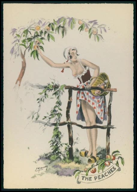 Art Maudy Peaches Fruit Nude Woman Pin Up Girl Pinup Old C S Postcard Picclick Uk