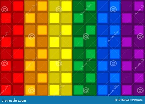 3d Rendering Modern Lgbtg Rainbow Mosaic Color Square Grid Tile Pattern Wall Design Background